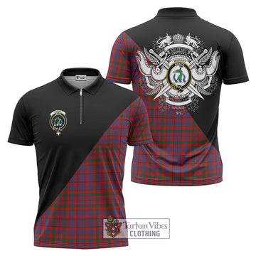 Murray of Tullibardine Tartan Zipper Polo Shirt with Family Crest and Military Logo Style