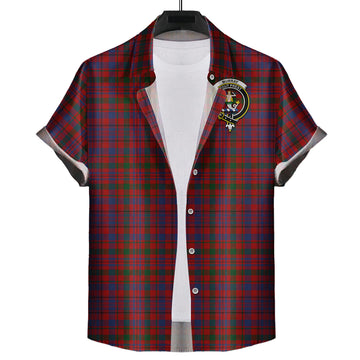 Murray of Tullibardine Tartan Short Sleeve Button Down Shirt with Family Crest