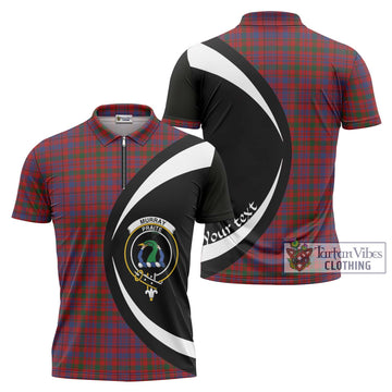 Murray of Tullibardine Tartan Zipper Polo Shirt with Family Crest Circle Style