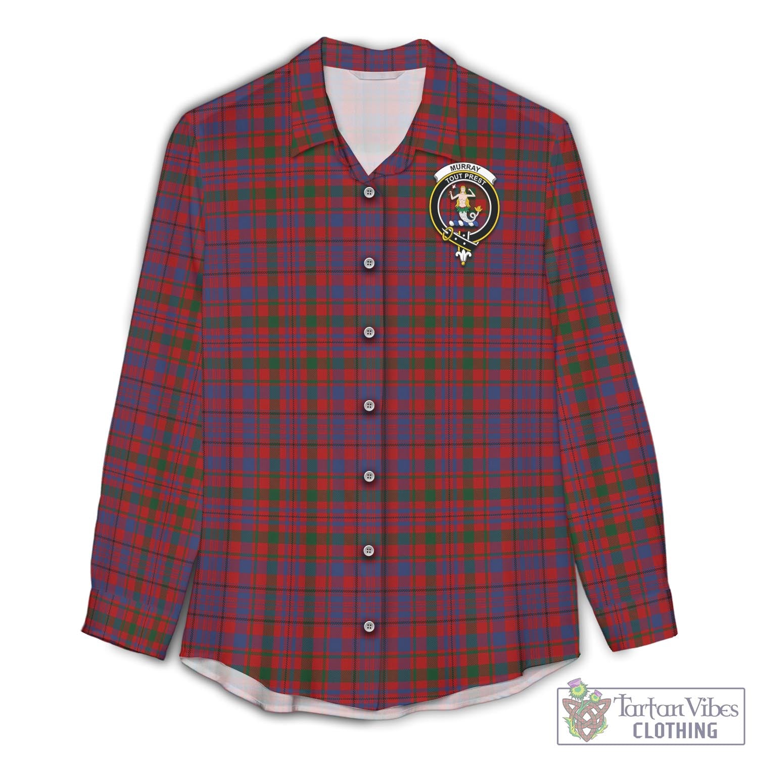 Tartan Vibes Clothing Murray of Tullibardine Tartan Womens Casual Shirt with Family Crest