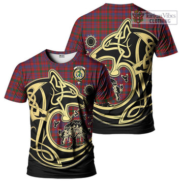 Murray of Tullibardine Tartan T-Shirt with Family Crest Celtic Wolf Style