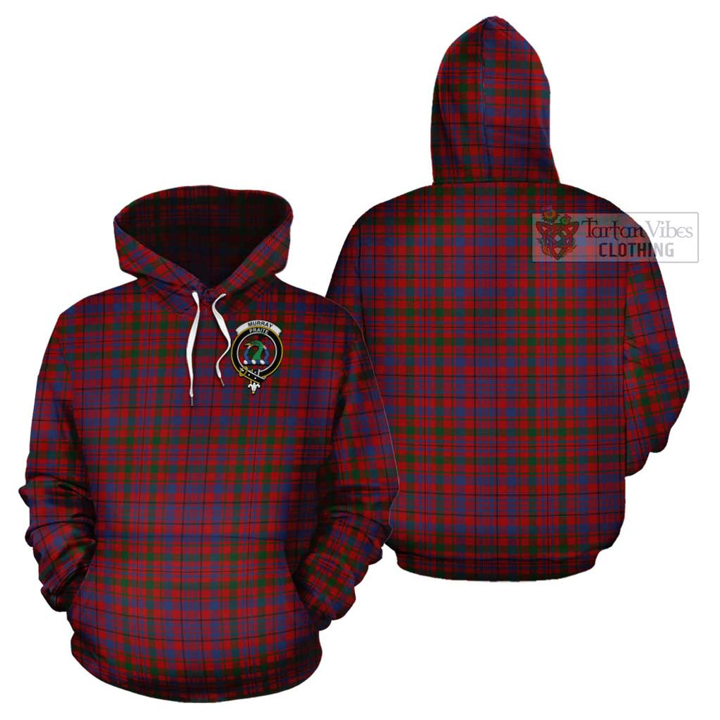 Murray of Tullibardine Tartan Cotton Hoodie with Family Crest Pullover Hoodie - Tartan Vibes Clothing