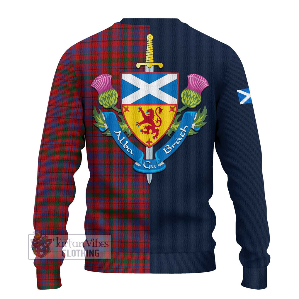 Tartan Vibes Clothing Murray of Tullibardine Tartan Knitted Sweater with Scottish Lion Royal Arm Half Style