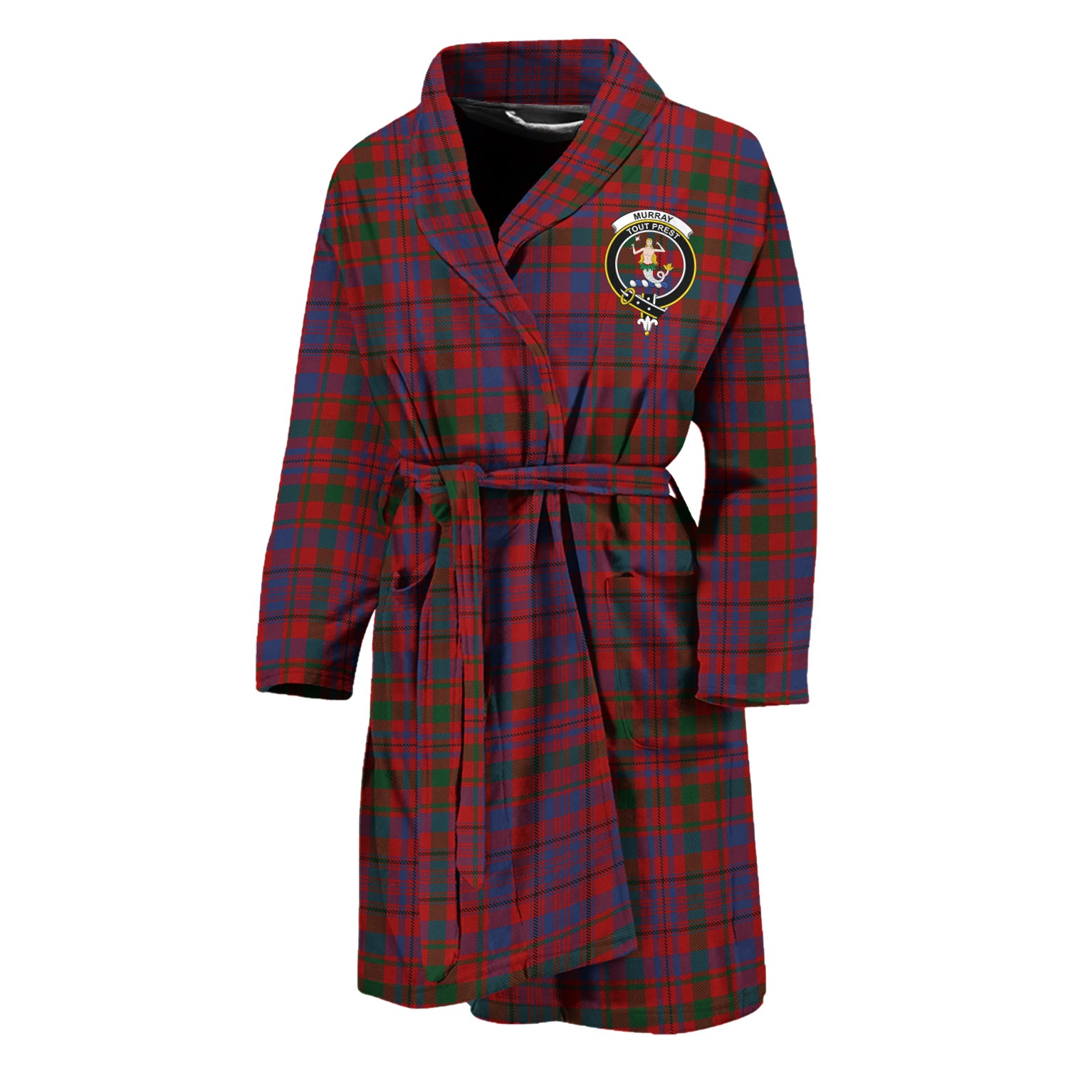 Murray of Tullibardine Tartan Bathrobe with Family Crest Unisex M - Tartan Vibes Clothing