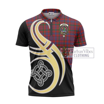 Murray of Tullibardine Tartan Zipper Polo Shirt with Family Crest and Celtic Symbol Style