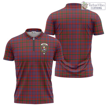 Murray of Tullibardine Tartan Zipper Polo Shirt with Family Crest