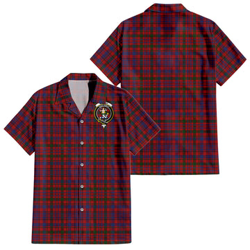 Murray of Tullibardine Tartan Short Sleeve Button Down Shirt with Family Crest