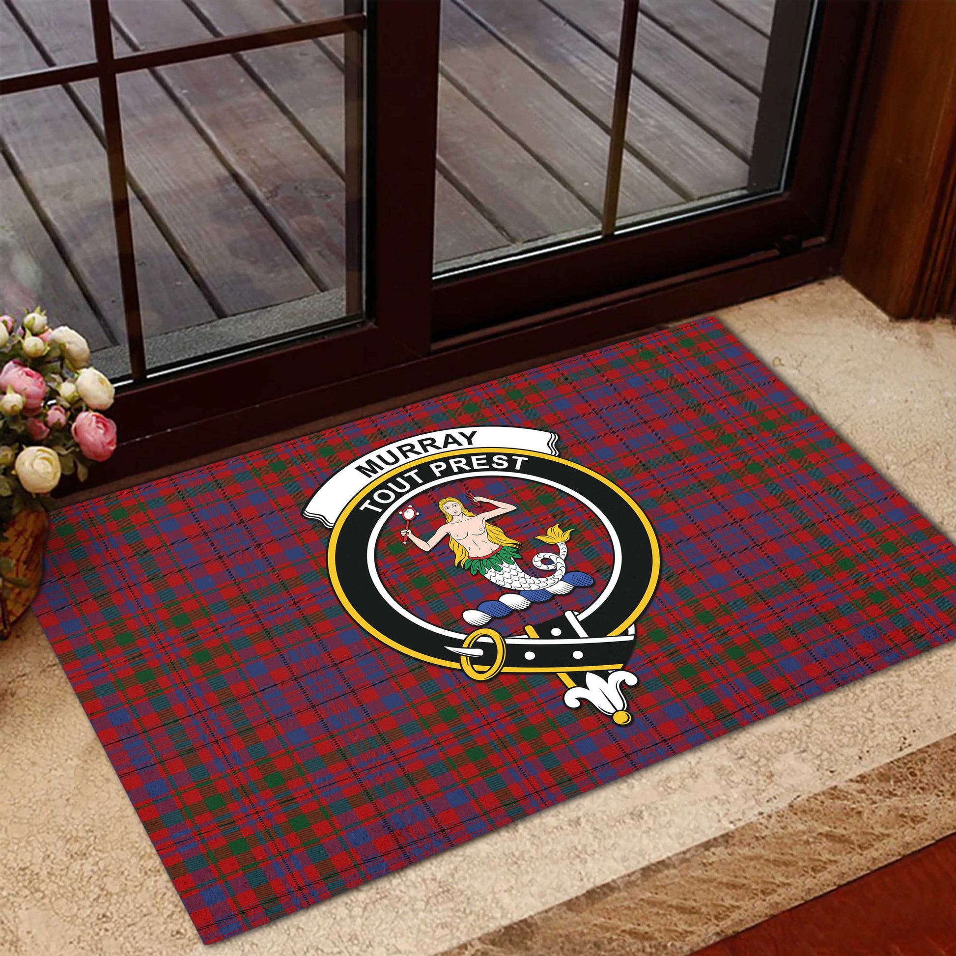 Murray of Tullibardine Tartan Door Mat with Family Crest - Tartanvibesclothing