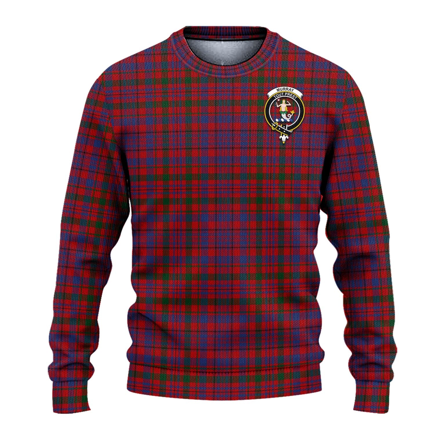 Murray of Tullibardine Tartan Knitted Sweater with Family Crest - Tartanvibesclothing