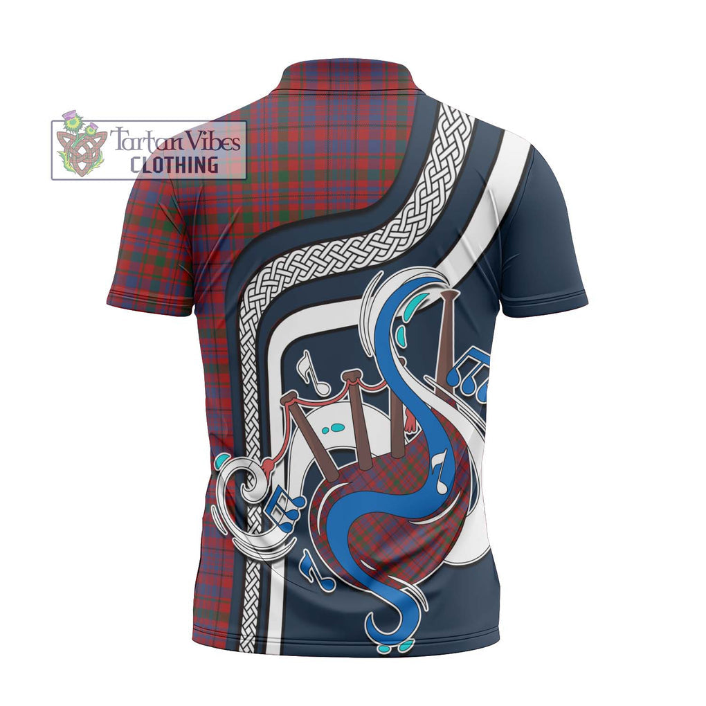 Murray of Tullibardine Tartan Zipper Polo Shirt with Epic Bagpipe Style - Tartanvibesclothing Shop