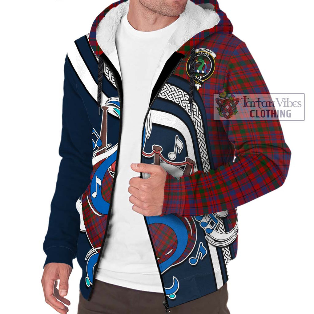 Murray of Tullibardine Tartan Sherpa Hoodie with Epic Bagpipe Style Unisex - Tartanvibesclothing Shop