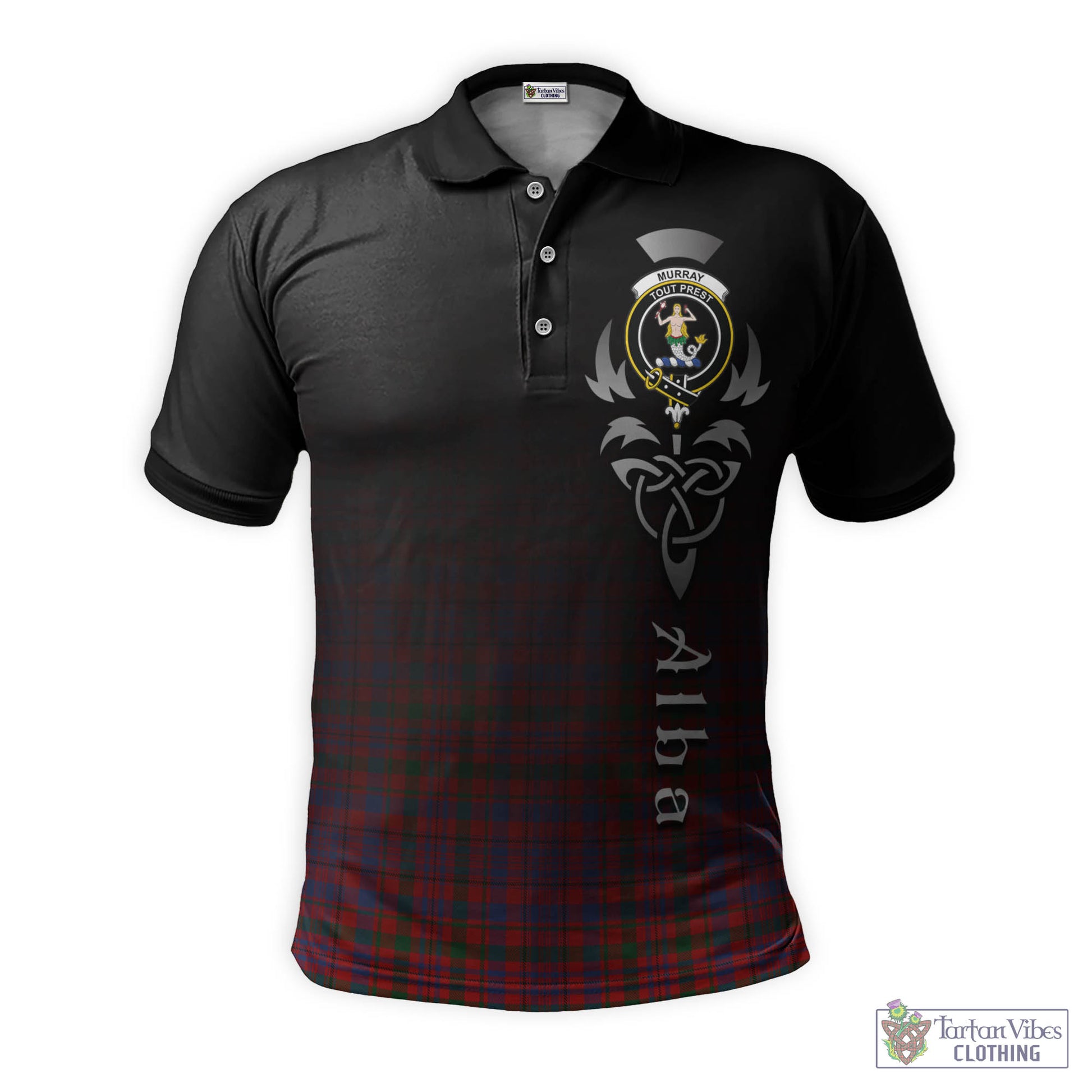 Tartan Vibes Clothing Murray of Tullibardine Tartan Polo Shirt Featuring Alba Gu Brath Family Crest Celtic Inspired