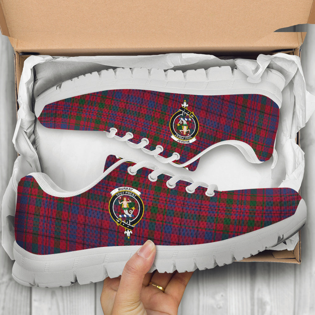 Murray of Tullibardine Tartan Sneakers with Family Crest - Tartan Vibes Clothing