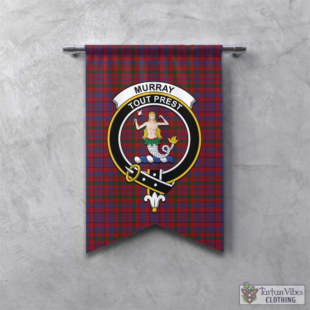 Tartan Vibes Clothing Murray of Tullibardine Tartan Gonfalon, Tartan Banner with Family Crest