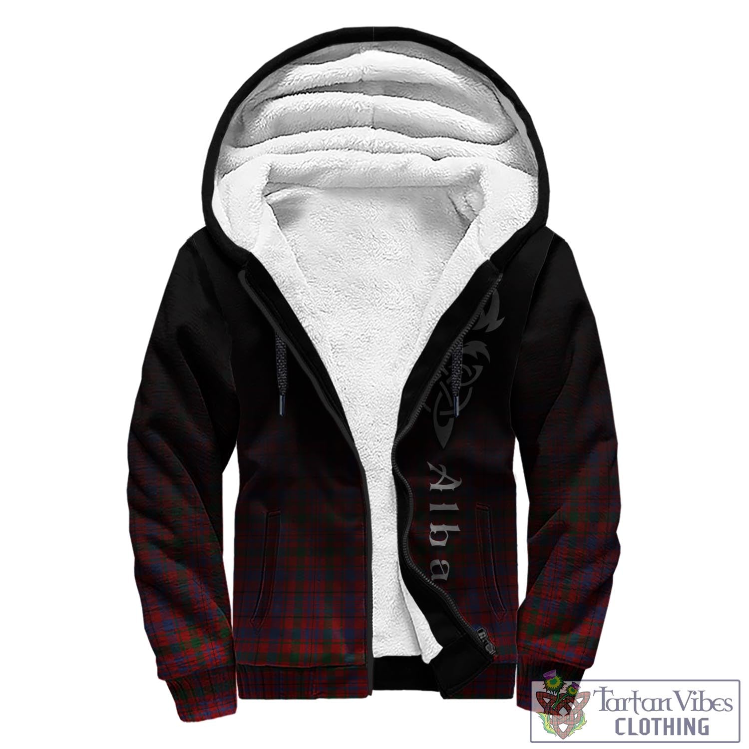 Tartan Vibes Clothing Murray of Tullibardine Tartan Sherpa Hoodie Featuring Alba Gu Brath Family Crest Celtic Inspired