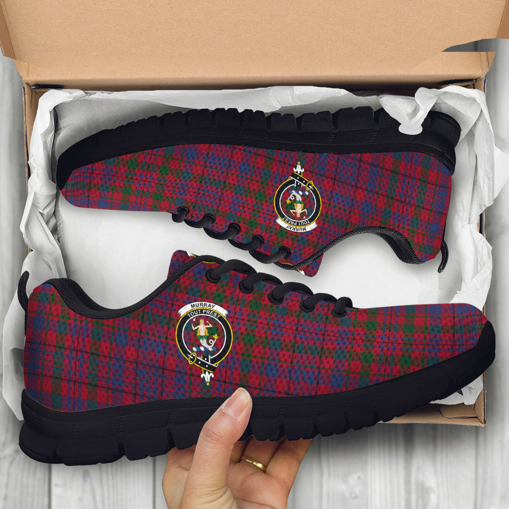 Murray of Tullibardine Tartan Sneakers with Family Crest - Tartan Vibes Clothing