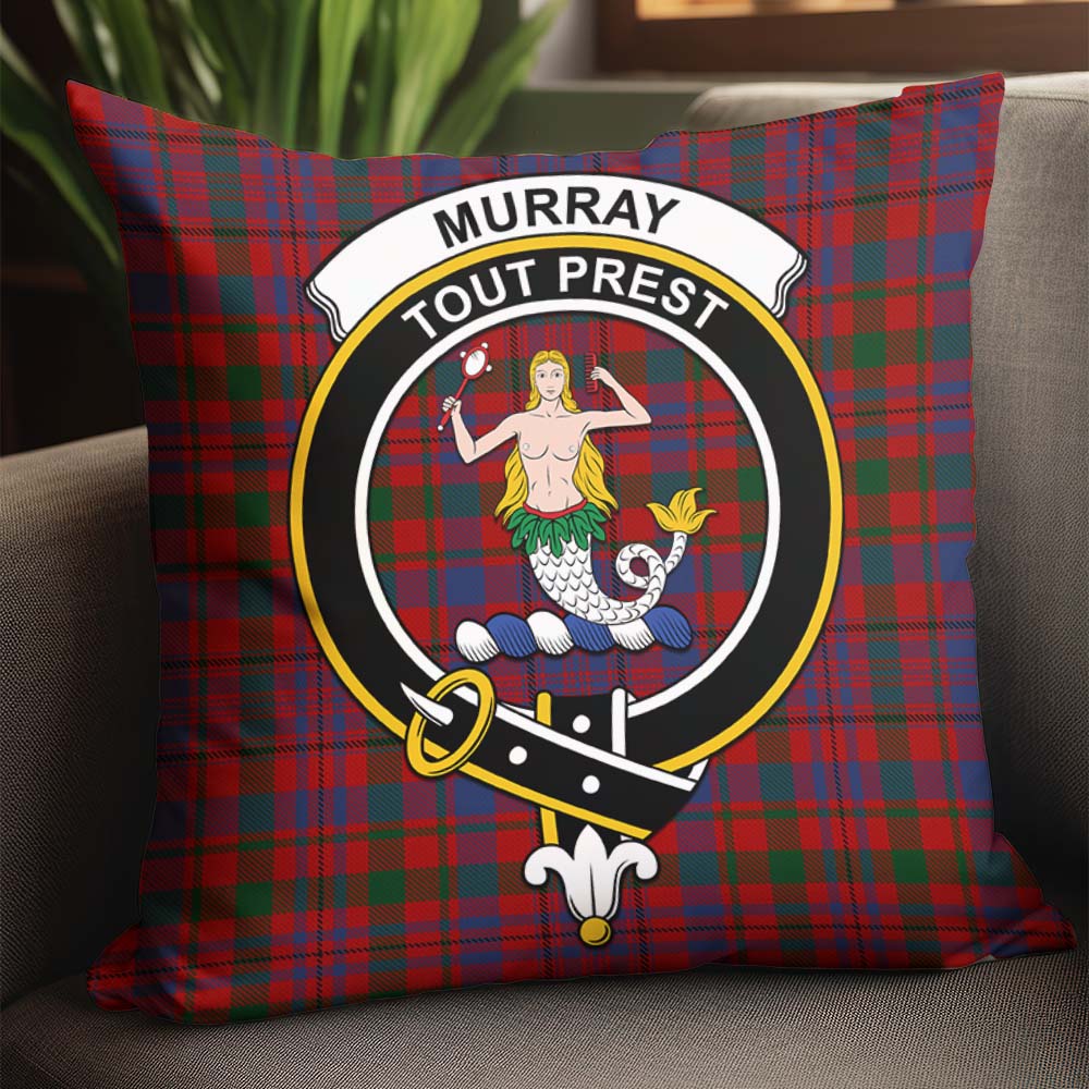 Murray of Tullibardine Tartan Pillow Cover with Family Crest - Tartanvibesclothing