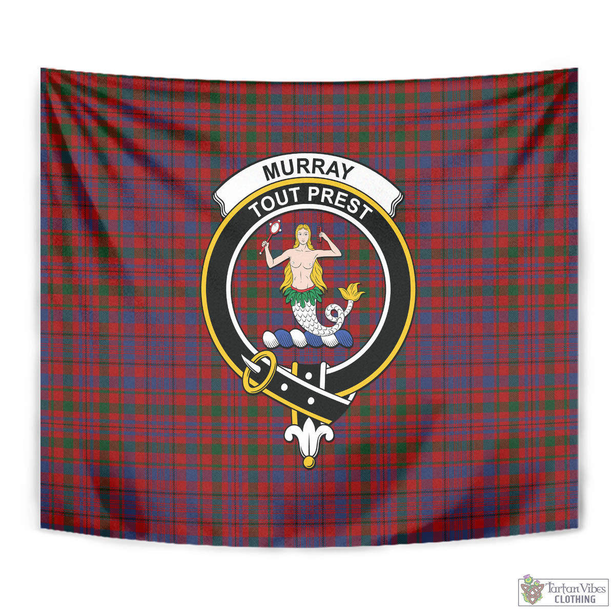 Tartan Vibes Clothing Murray of Tullibardine Tartan Tapestry Wall Hanging and Home Decor for Room with Family Crest