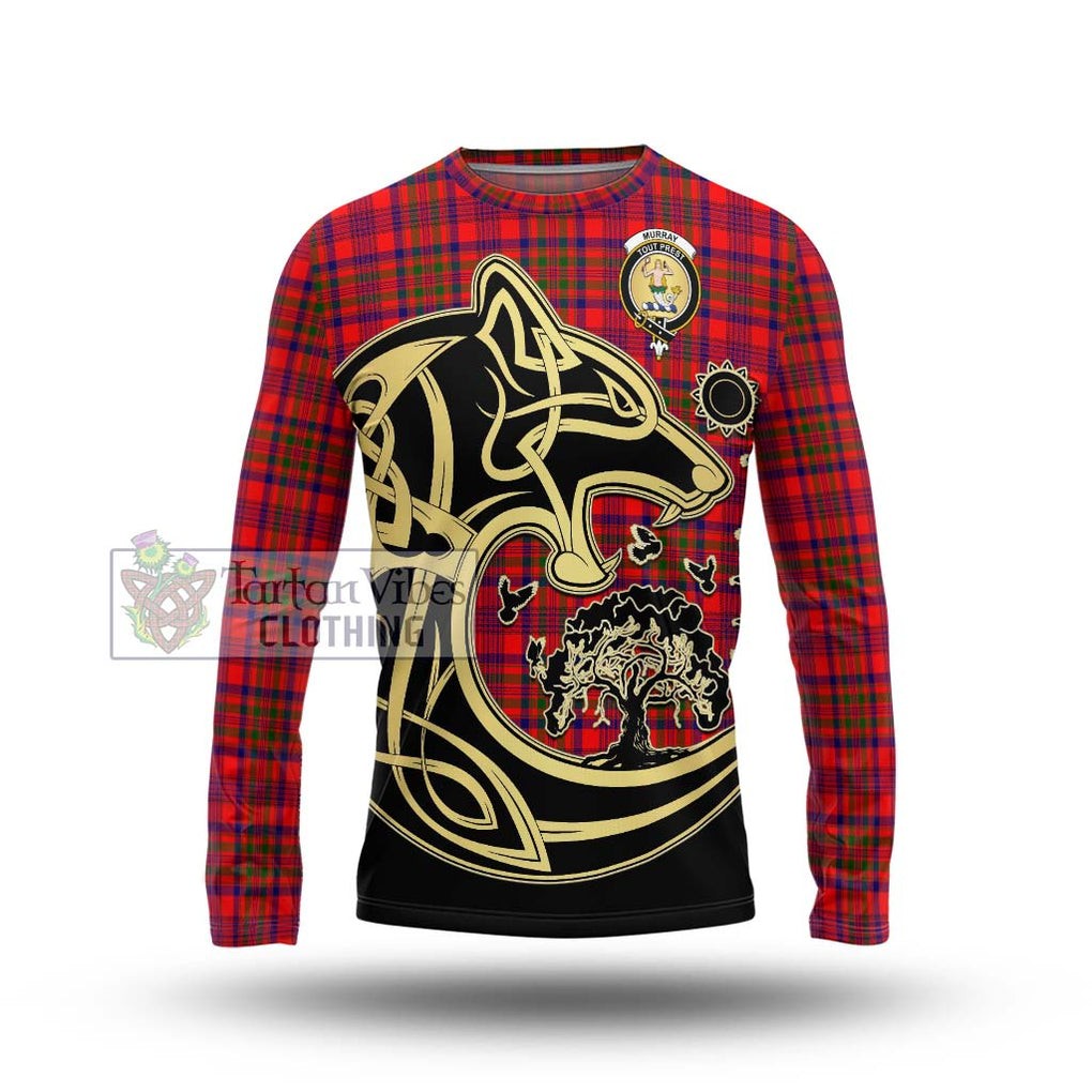 Murray of Tulloch Modern Tartan Long Sleeve T-Shirt with Family Crest Celtic Wolf Style Unisex - Tartan Vibes Clothing