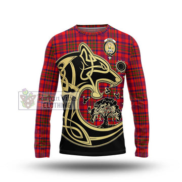 Murray of Tulloch Modern Tartan Long Sleeve T-Shirt with Family Crest Celtic Wolf Style