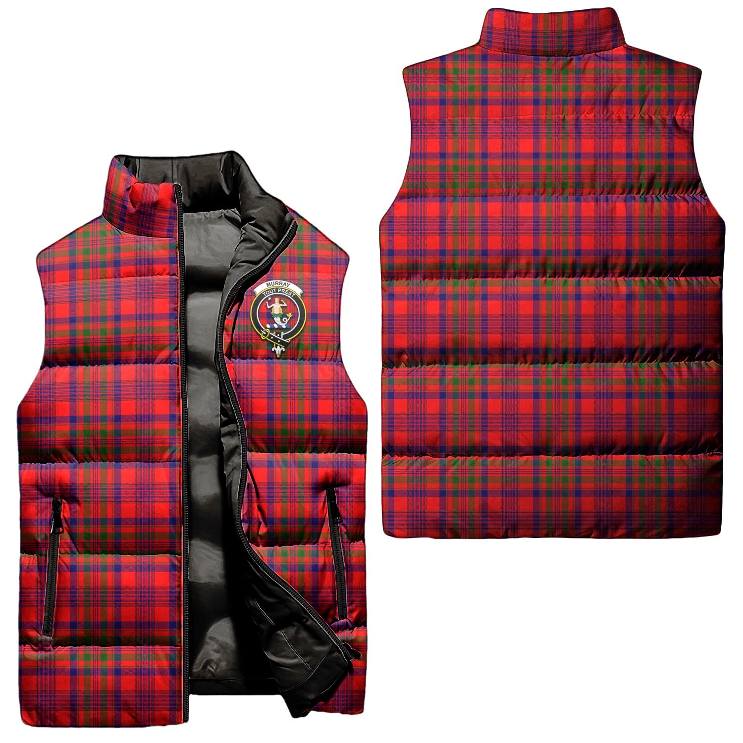 Murray of Tulloch Modern Tartan Sleeveless Puffer Jacket with Family Crest Unisex - Tartanvibesclothing