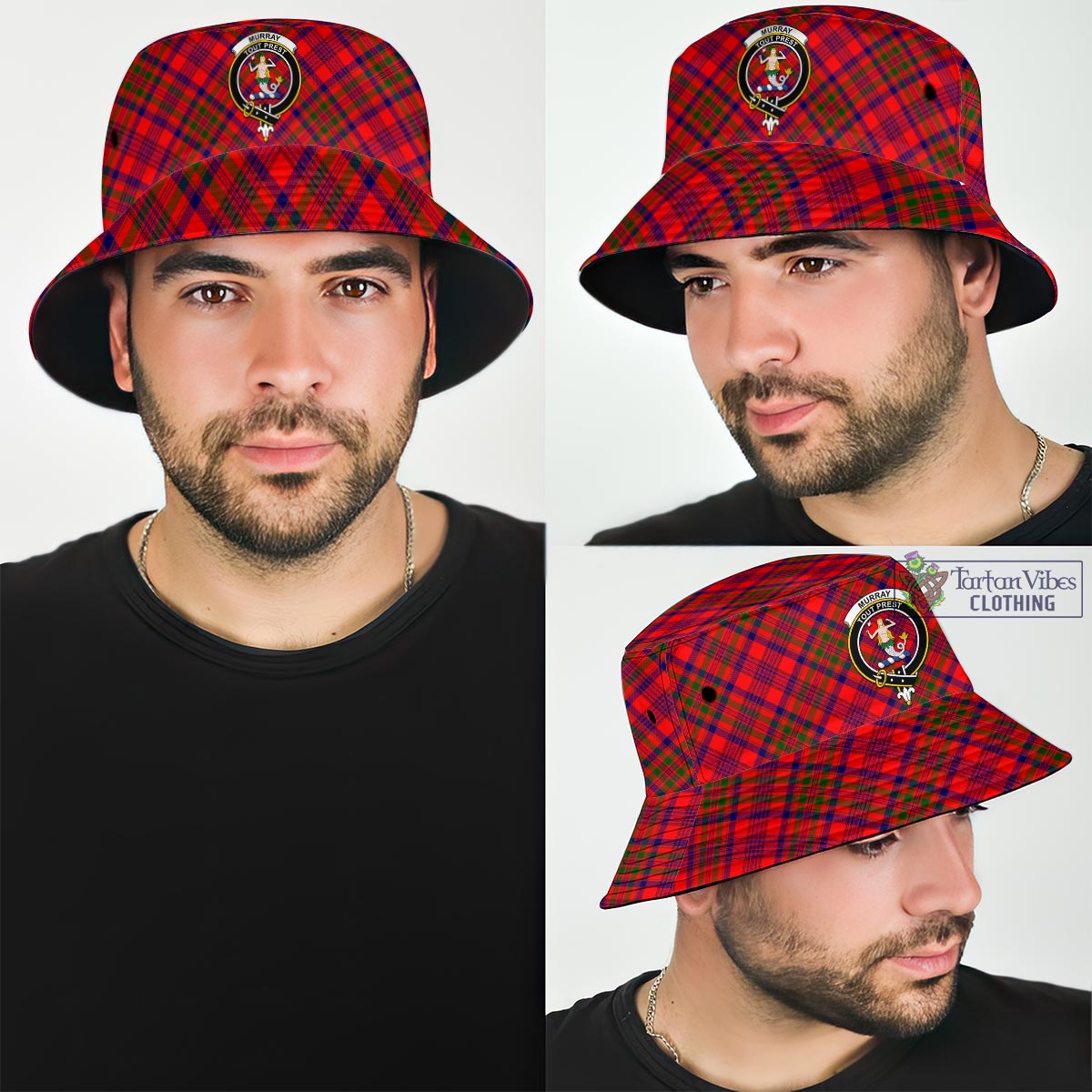 Tartan Vibes Clothing Murray of Tulloch Modern Tartan Bucket Hat with Family Crest