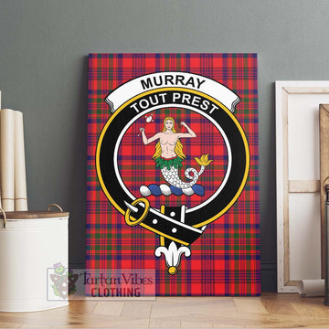 Murray of Tulloch Modern Tartan Canvas Print Wall Art with Family Crest