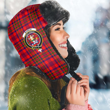 Murray of Tulloch Modern Tartan Winter Trapper Hat with Family Crest