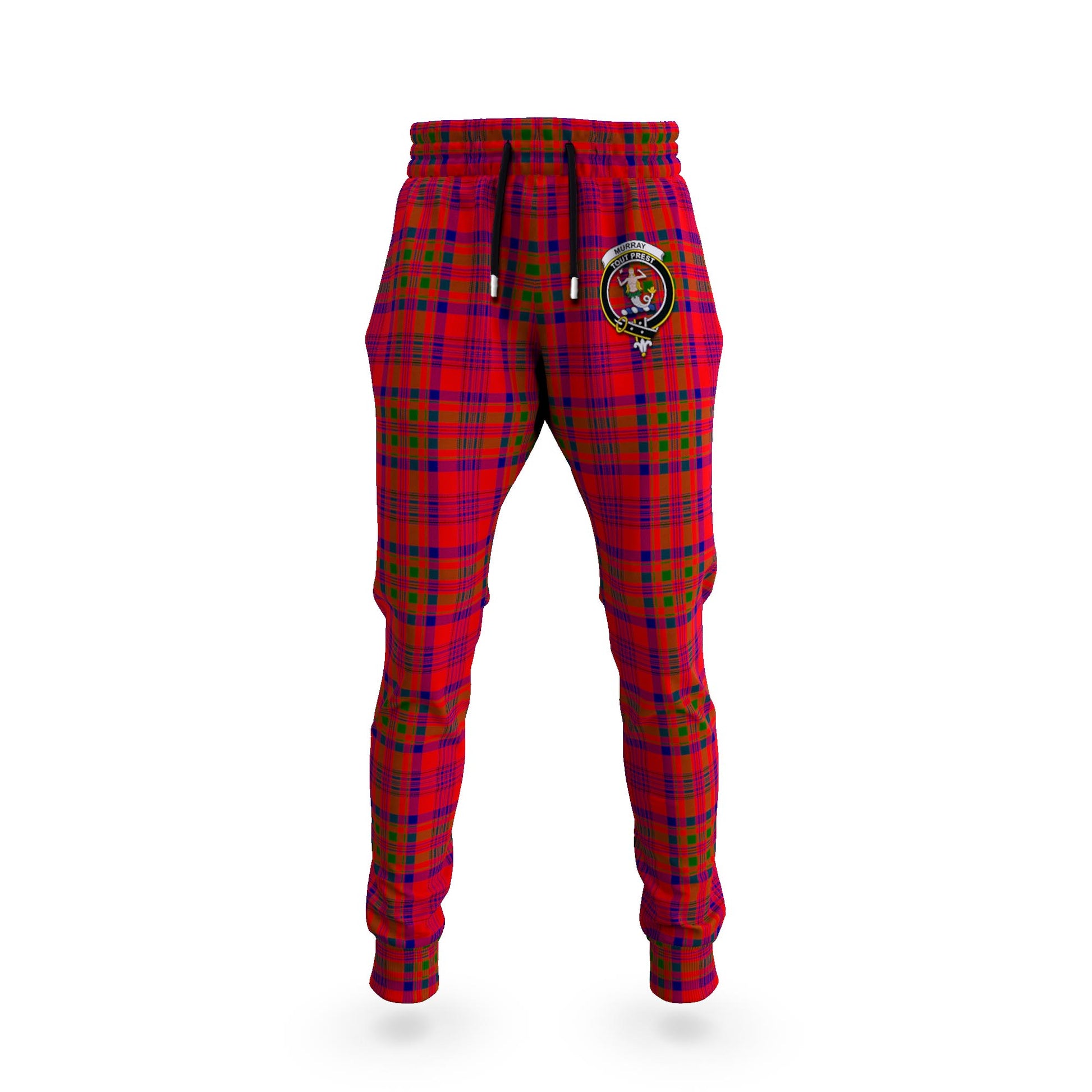 Murray of Tulloch Modern Tartan Joggers Pants with Family Crest 5XL - Tartan Vibes Clothing