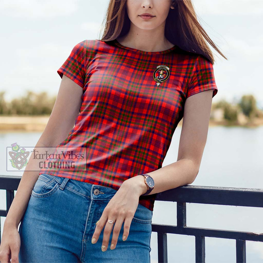 Murray of Tulloch Modern Tartan Cotton T-Shirt with Family Crest Women's Shirt - Tartanvibesclothing Shop