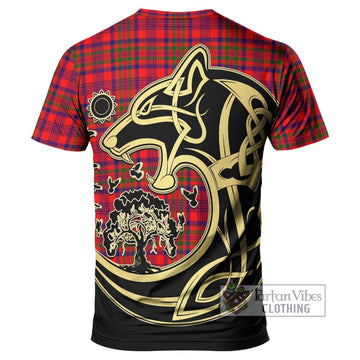 Murray of Tulloch Modern Tartan T-Shirt with Family Crest Celtic Wolf Style