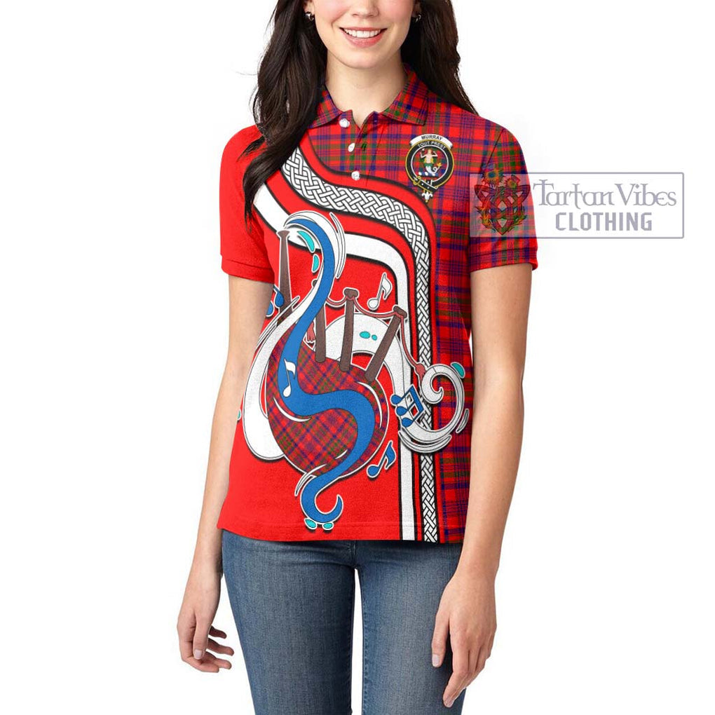 Murray of Tulloch Modern Tartan Women's Polo Shirt with Epic Bagpipe Style - Tartanvibesclothing Shop