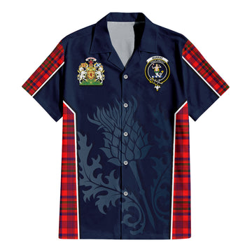 Murray of Tulloch Modern Tartan Short Sleeve Button Up Shirt with Family Crest and Scottish Thistle Vibes Sport Style