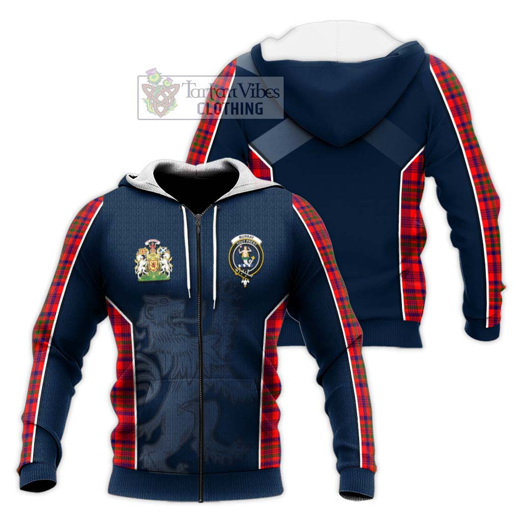 Murray of Tulloch Modern Tartan Knitted Hoodie with Family Crest and Lion Rampant Vibes Sport Style Unisex Knitted Zip Hoodie - Tartan Vibes Clothing