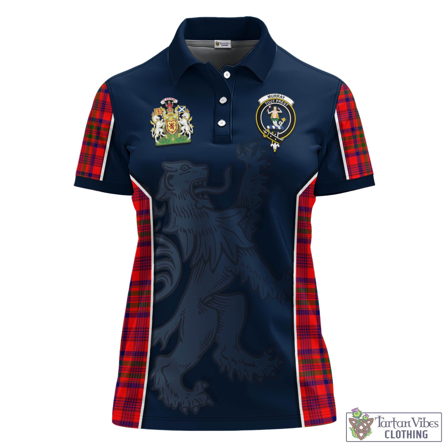 Murray of Tulloch Modern Tartan Women's Polo Shirt with Family Crest and Lion Rampant Vibes Sport Style - Tartan Vibes Clothing