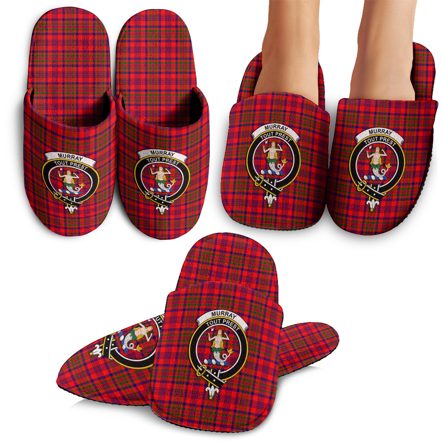 Murray of Tulloch Modern Tartan Home Slippers with Family Crest - Tartan Vibes Clothing