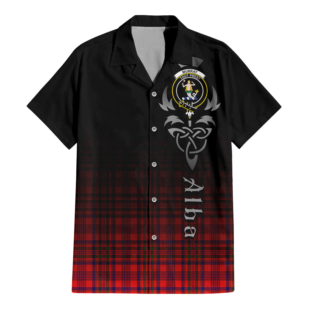 Tartan Vibes Clothing Murray of Tulloch Modern Tartan Short Sleeve Button Up Featuring Alba Gu Brath Family Crest Celtic Inspired