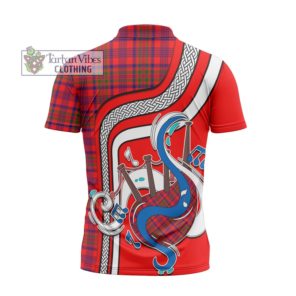 Murray of Tulloch Modern Tartan Zipper Polo Shirt with Epic Bagpipe Style - Tartanvibesclothing Shop