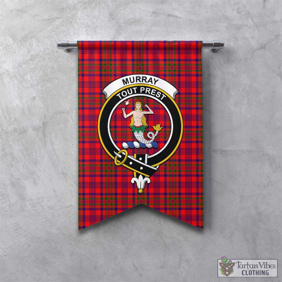 Tartan Vibes Clothing Murray of Tulloch Modern Tartan Gonfalon, Tartan Banner with Family Crest