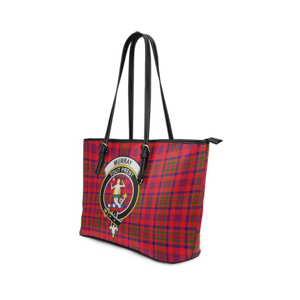 Murray of Tulloch Modern Tartan Leather Tote Bag with Family Crest - Tartan Vibes Clothing