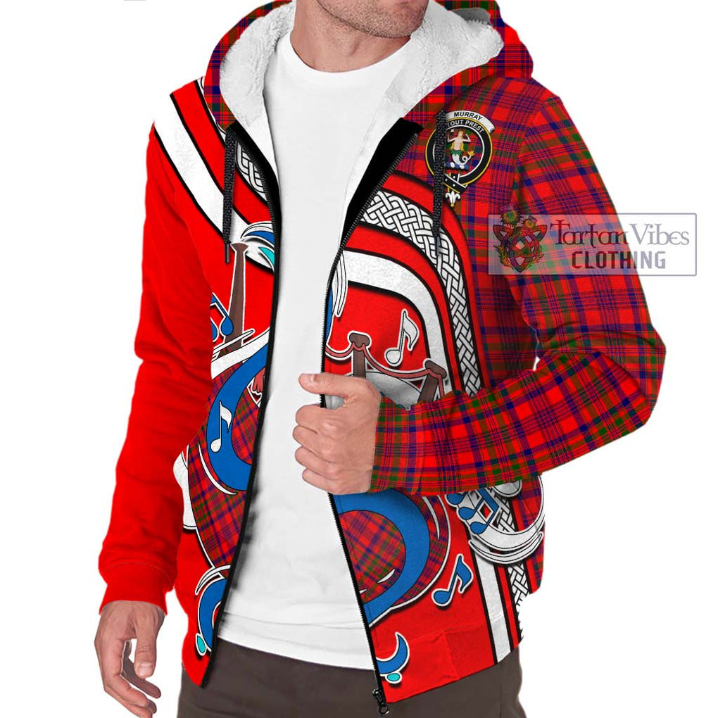 Murray of Tulloch Modern Tartan Sherpa Hoodie with Epic Bagpipe Style Unisex - Tartanvibesclothing Shop