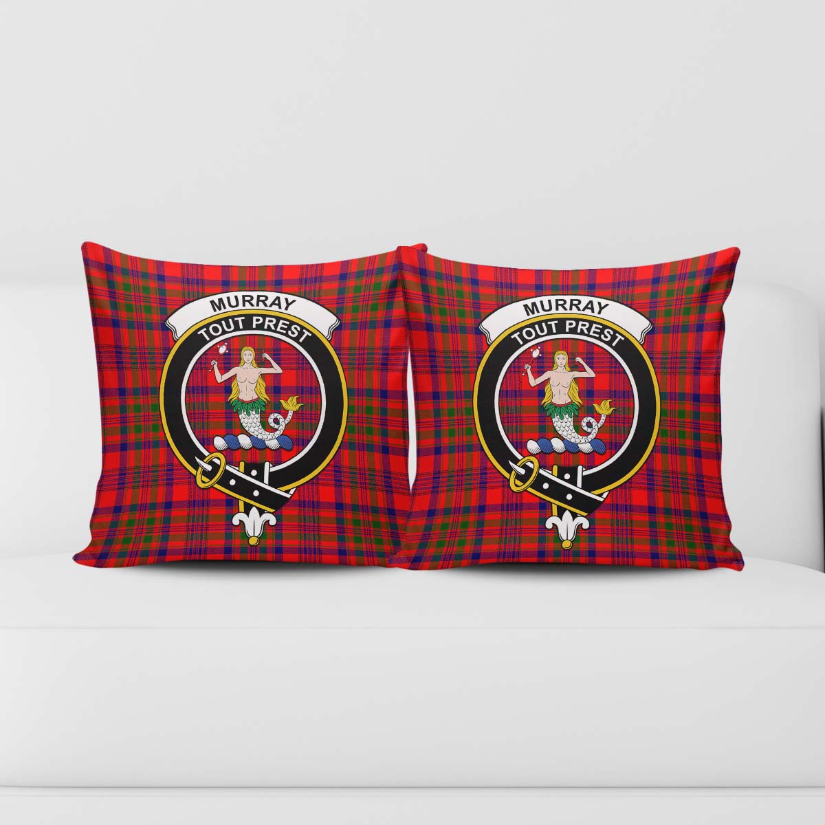 Murray of Tulloch Modern Tartan Pillow Cover with Family Crest - Tartanvibesclothing