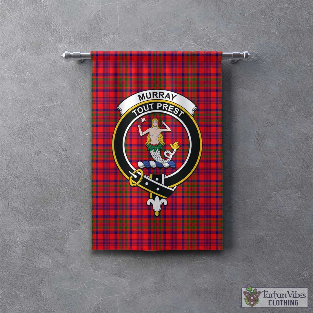 Tartan Vibes Clothing Murray of Tulloch Modern Tartan Gonfalon, Tartan Banner with Family Crest