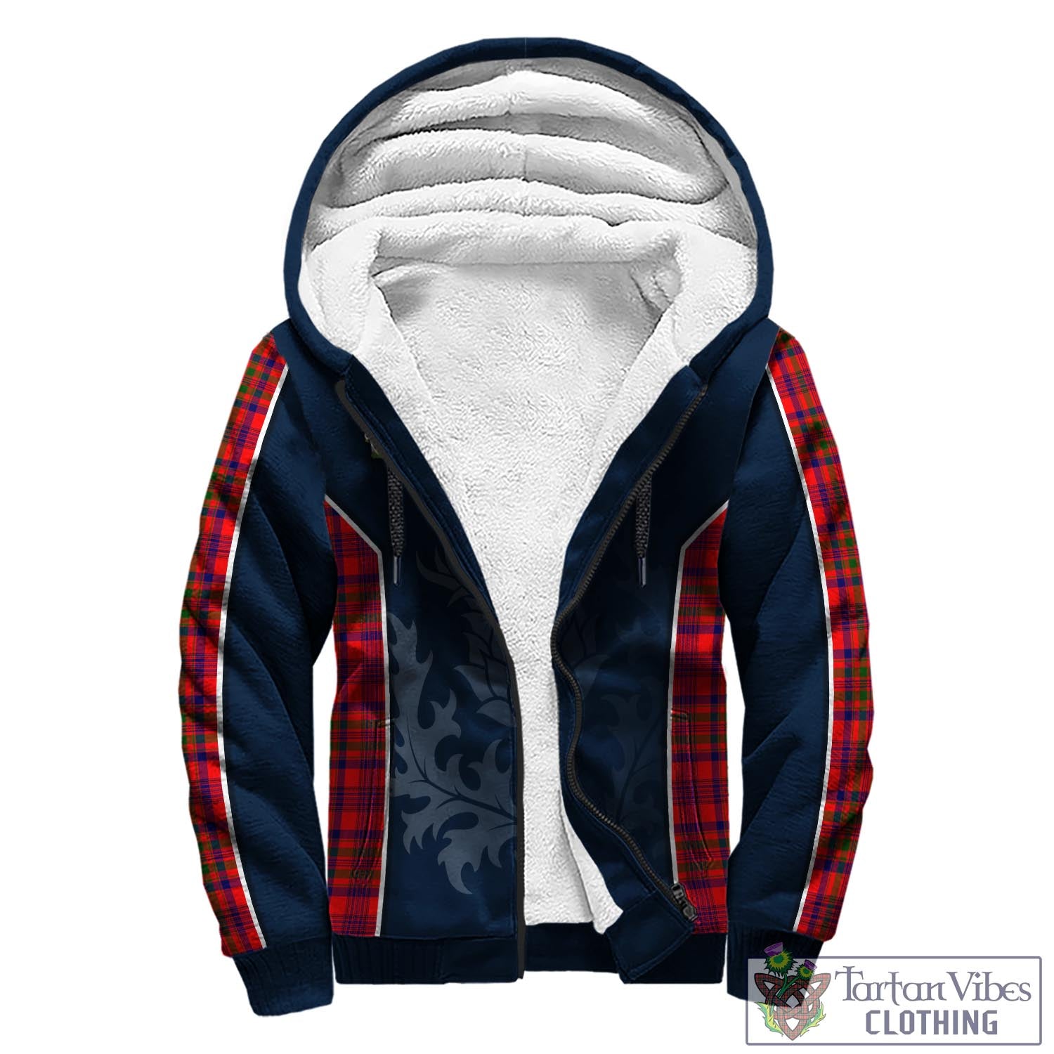 Tartan Vibes Clothing Murray of Tulloch Modern Tartan Sherpa Hoodie with Family Crest and Scottish Thistle Vibes Sport Style