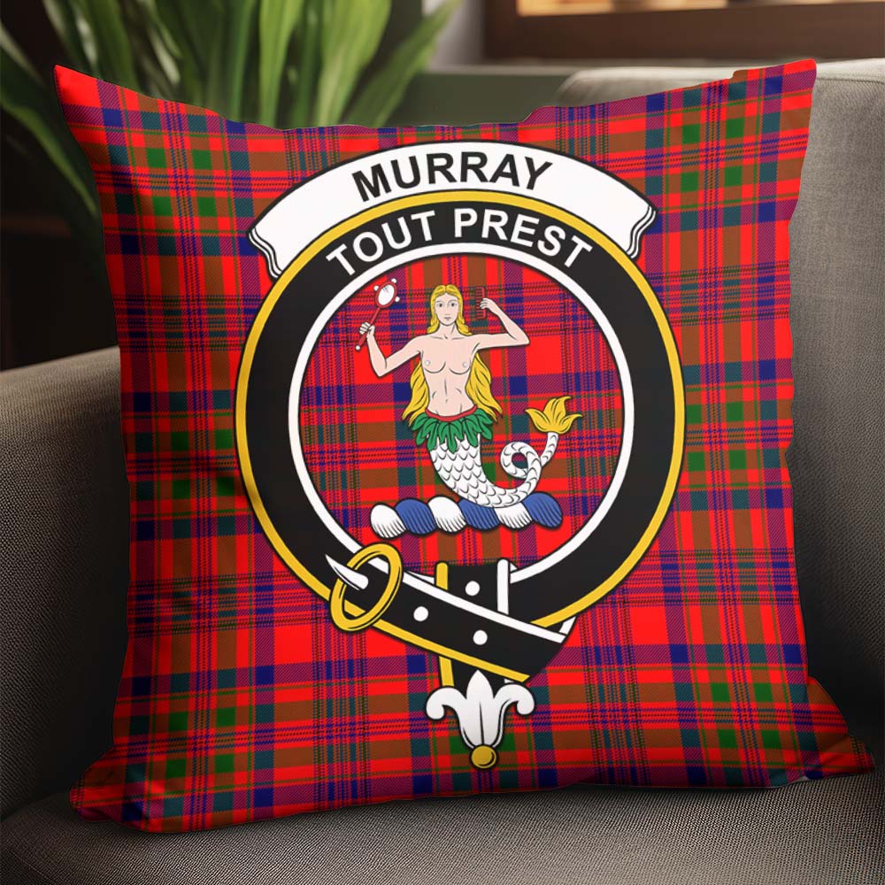 Murray of Tulloch Modern Tartan Pillow Cover with Family Crest - Tartanvibesclothing