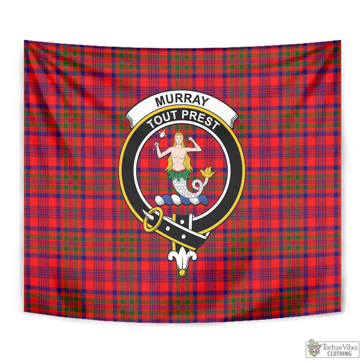 Tartan Vibes Clothing Murray of Tulloch Modern Tartan Tapestry Wall Hanging and Home Decor for Room with Family Crest