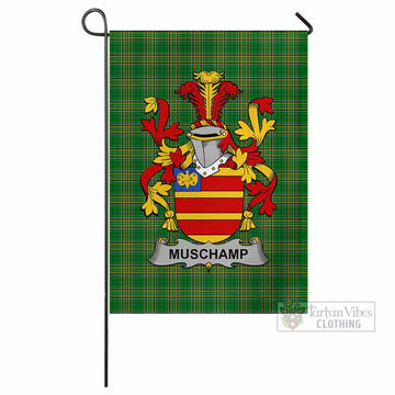 Muschamp Irish Clan Tartan Flag with Coat of Arms