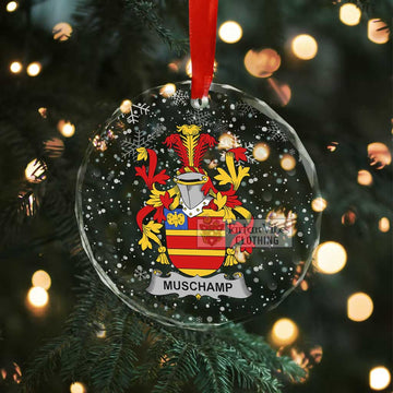 Muschamp Irish Clan Christmas Glass Ornament with Coat of Arms