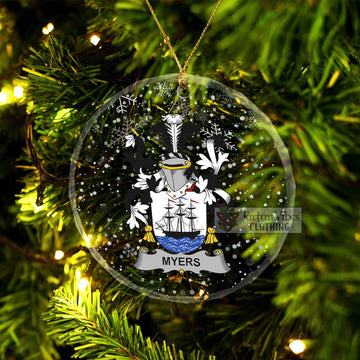 Myers Irish Clan Christmas Glass Ornament with Coat of Arms