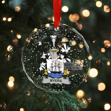 Myers Irish Clan Christmas Glass Ornament with Coat of Arms